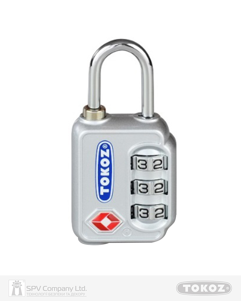 Замок висячий TOKOZ TSA CODE NR shackle 22мм 3мм BLISTER